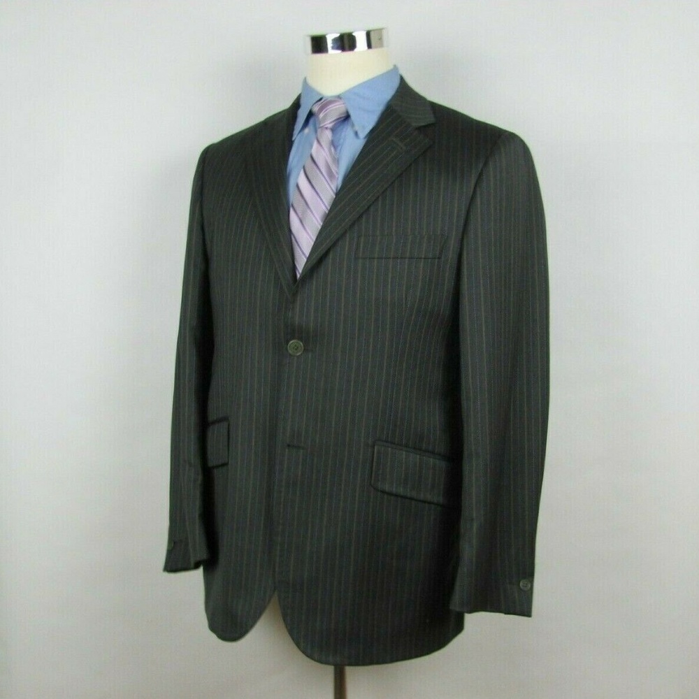 TED BAKER Gray Striped Jacket Pants SUIT 40 S - 34
